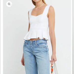 kourt Leigh Ruffle Peplum Tank White 2